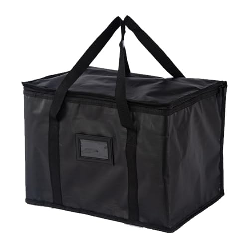 suzmei 40L Insulated Thermal Food Delivery Bag for Hot & Cold Meals Large Foldable Cooler with Insulation for Picnic Camping Lunch & Outdoor Use (Black)