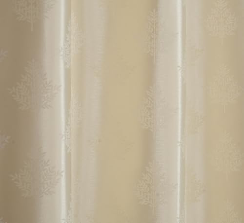 Image of Tree Print Eyelet Curtain Panel, Grommet Top, Living Room Window Drape 4x9 feet Curtains Set of 2 pcs, Cream Color