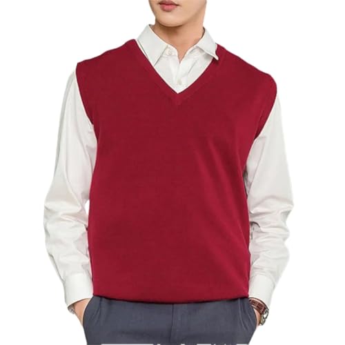TdvcpmkkMen's Sleeveless Loose Warm Sweater Vest V-Neck Pullover Knitted Vest Sweater