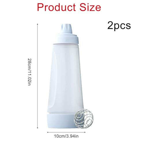 Pancake Batter Dispenser, 2PCS Hand Batter Dispenser, Batter Mixer Bottle, Batter Mixer with Wire Whisk for Cupcake Pancake Crepe Batter - Image 3