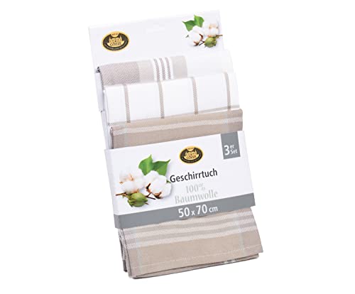 Miniatura 2 de Gözze - Set De Paños De Cocina, 3 Unidades, Algodón, Alta Densidad De Material 260 G M , 50 X 70 Cm - Barro