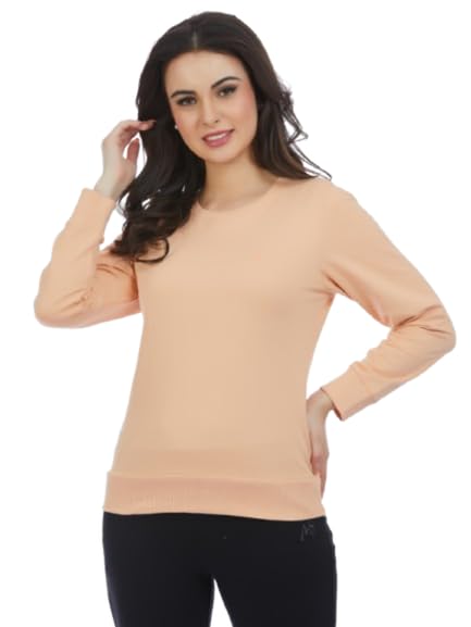 Women’s Peach Fleece Sweatshirt – Winter Warm Polyester Pullover, Relaxed Fit, Long Sleeve Round Neck Cozy Casual Top-picture-41