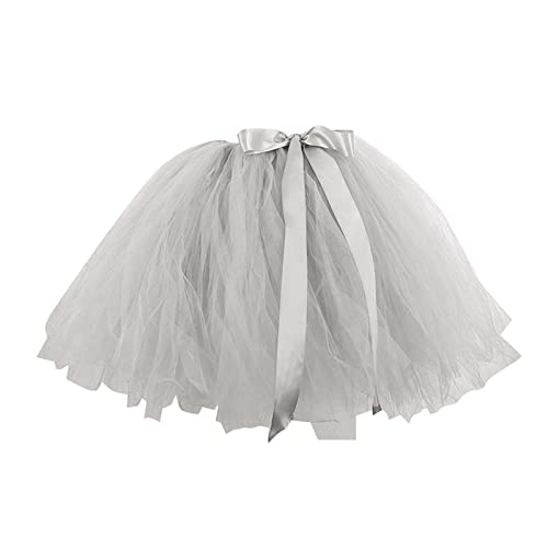 Falda de puerta crema para mujer, para fiestas de vacaciones, falda de moda, tutú, cumpleaños, cake, falda hinchada, ballet, falda de burbuja, falda corta bailarina, gris, Talla única