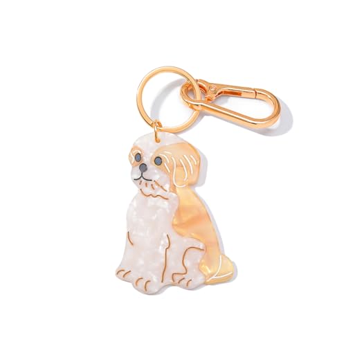 Dog-Shaped Bag Clasp & Keychain Charm- Acetate Animal Clip with Gold-Tone Metal