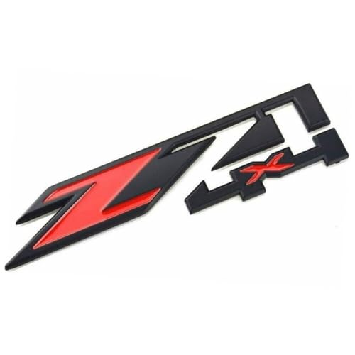 Image of 2Pack Z71 4x4 Emblems Badges Replacement for Chevy Silverado Sierra Tahoe Suburban 1500 2500hd 3500hd Decal (Black Red), EI-SilveCutom#2
