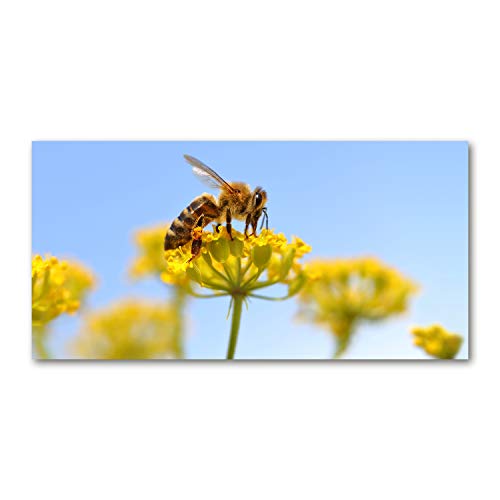 Impression sur toile abeille jaune motif botanique lumineux 120x60