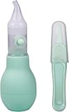 immagine prodotto Zhangzitao Aspiratore nasale per bambini, con punta in silicone morbido, anti-riflusso, include pinzette per la pulizia e custodia portatile (verde, taglia unica)
