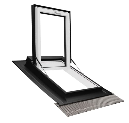 Emica - Ventana de techo con apertura de vida de aluminio | Línea Hábitat con acristalamiento bajo emisivo certificado CE | Interior madera abeto color blanco | Apertura con muelles de gas (78 x 118 x