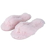 Home Slipper Women's Fluffy Slip-On Flip Flops Indoor House SPA Thong Slippers Shoe Light Pink US Size 7/8