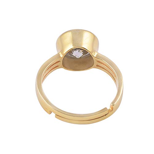 INDIA MADE 10.00 Ratti 9.50 carati zircone bianco naturale placcato oro anello astrologico/scopo regolabile per uomini e donne qualità Aa+ certificato B08VFD3KRD, argento, zaffiro sintetico, Argento