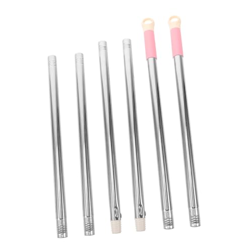 Cabilock Stainless Steel Broom and Mop Handle Accessories 2 Sets 3 Section Telescopic Mop Handle Random Grip