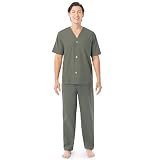 Fruit of the Loom Men's Broadcloth Short Sleeve Top and Long Pants Pajama Set, Green, 3X