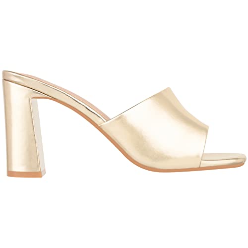 ILLUDE Women’s Block Heel Single Strap Square Toe Heeled Sandal Slip On Mule - Demi2