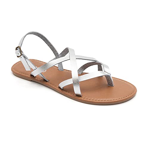Image of Colgo Women's Summer Strappy Flat Sandals, Adjustable Casual Fisherman Sandal with Open Toe Slingback Gladiator Sandals