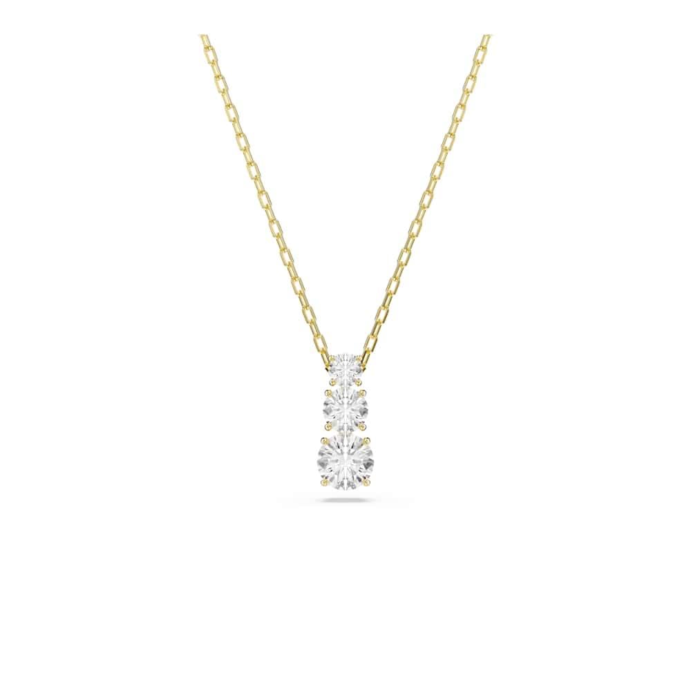 Stilla Attract pendant, Round cut, White, Gold coloured top coat-image-30