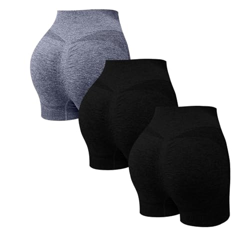 2 Pack Mallas Cortas Mujer Push Up Pantalones Cortos Deportes Cintura Alta Antirozaduras Pantalon Corto Deportivos Anticeluliticos Leggins Shorts Running Yoga Elásticos Short Gimnasio Fitness Ciclista