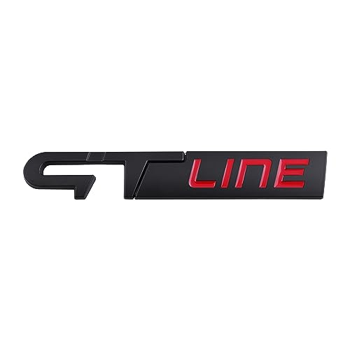 Image of GT line Emblem 3D Sticker Hood Fender Side Car Rear Car Exterior Logo Badge Compartment Trim Compatible with 2022 2023 Accessories (Black&RED)