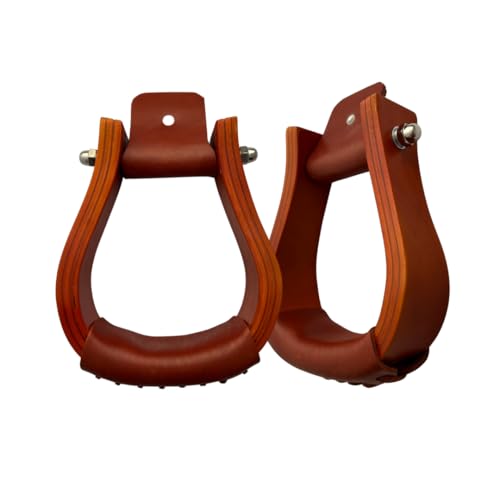 AJ Tack Stained Wood Bell Stirrup, 3 in Neck, 5.5 in Tall