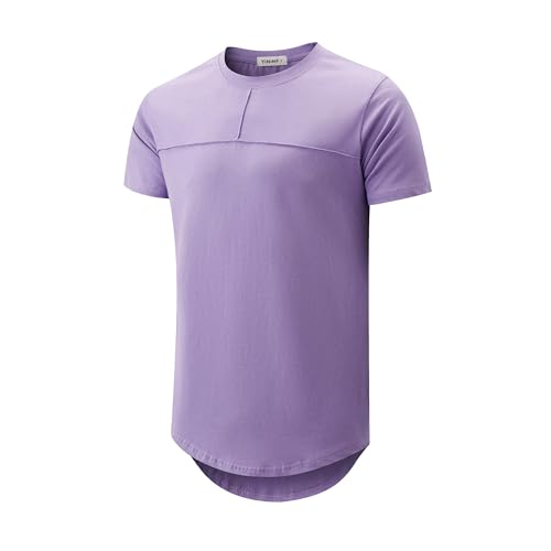Image of YININF Men's T-Shirts Hipster Short Sleeve Solid Color Crew Neck Cotton Soft Fitted Tees