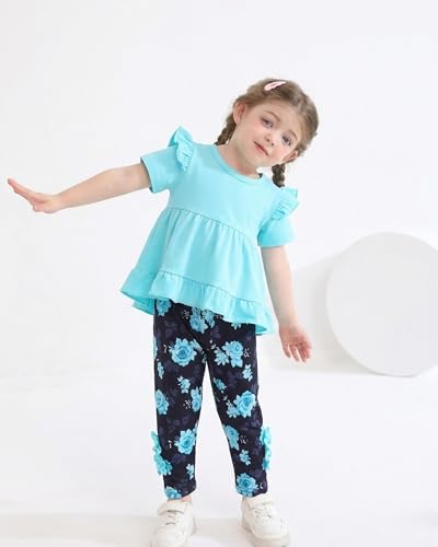 Image of Weebaby Baby Girl Clothes Infant Toddler Girl Clothing Ruffle Shirt High Low Top Floral Allover Pant Little Girls Clothes