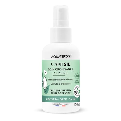 Soin Capillaire Anti-Chute et Repousse des Cheveux BIO - Spray Fortifiant 100 ml - Stimule la Croissance des Cheveux - Au Silicium Organique, Aloe Vera & Ortie - Sans Rinçage - Aquasilice