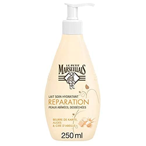 Le Petit Marseillais – Lait Corps Hydratant, Réparation, au Beurre de Karité, Aloes et Cire d'Abeille, Pour Peaux Très Sèches, 250ml
