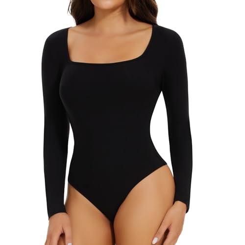 Joyshaper Mono de Manga larga Para Mujeres Bodysuit Top Slim Fit Jumpsuit Bodys Conjunto Casual de Mono Sexy y Chic Para Mujeres Clubwear