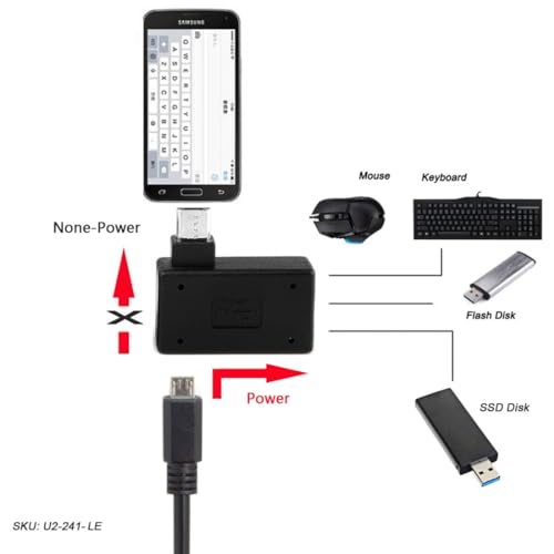 chenyang 2 Pack Micro USB OTG Power Adapter 2 in 1 Micro USB Male to USB 2.0 Female 90 Degree Angled Connector Adapter - Image 4