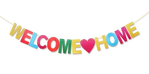 Koliphy Welcome Home Decorations Colorful Welcome Home Garland Family Party Welcome Home Banner for Homecoming Family Returning Party Supplies