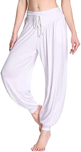 Terecey Yogahose Damen Lang Haremshose Pumphose Ballonhose Pluderhose | Lockerer Fit Leicht, 95 % Modal und 5 % Elasthan,mit praktischen Taschen,Elastischer Taillengürtel，für Urlau