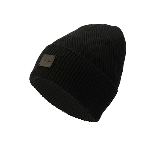 Bonnet homme Calvin Klein Side Transfer Cuff Hat noir maille hiver