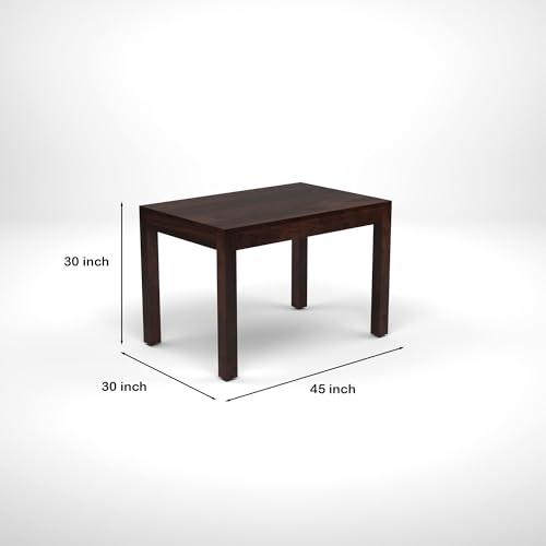 Image of 45 Inch Length Solid Sheesham Wood 4 Seater Dining Table Set | Four Seater Dinner Table with 4 Cushions Chairs|Dinning Table Set 4 Seater for Living Room | Wooden Table & Chair Set, Walnut Finish