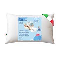 GM Kissen 30 x 50 cm, Kissen für Kinderbett, 100% Baumwolle, hypoallergen, milbendicht, weiß, zum Schlafen zu Hause oder auf Reisen, hergestellt in Italien
