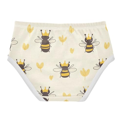 Wusikd Cute Bee Crown Girls' Underwear Cotton Light Yellow Girls Briefs Soft Toddler Underwear 2T2
