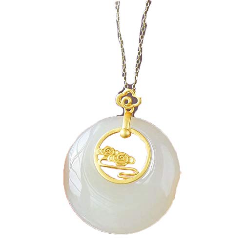 Pendentif en jade de Hetian naturel et argent 925 pour femme collier élégant