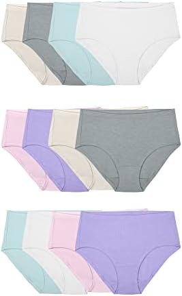 Fruit of the Loom Women's Beyondsoft Underwear (Regular & Plus Size), Low Rise Brief-Modal-12 Pack-Purple/Cashmere/Grey, 8