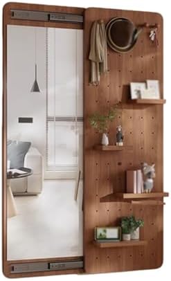 Wood Pegboard Organizer Kit - Wall Mounted Modular Full Body Mirror for Living Room, Entryway & Home Decor - Versatile Storage & Display Solution
