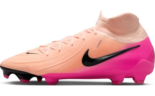 Nike Phantom Luna 2 Pro FG High-Top Soccer Cleats (FJ2575-800, Crimson Tint/Pink Blast/Black)