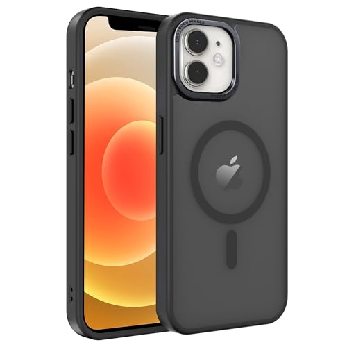Image of Magnetic iPhone 12mini case,Compatible with Magsafe, Military-Grade Protection,Slim Translucent Matte Shockproof with Anti-Scratch Anti-Fingerprint Phone Cover (Black, iPhone 12mini)