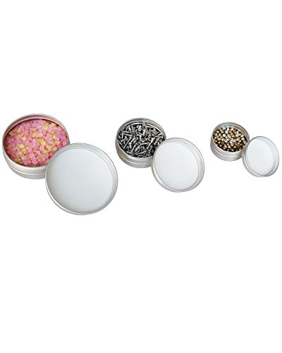 LJY 48 Pieces Round Aluminum Cans Screw Lid Metal Tins Jars Empty Slip Slide Containers (Mixed Sizes) - Thumbnail 2