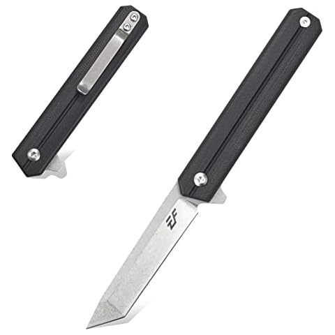 Eafengrow EF65 Flipper Folding Lock Knife Ball Bearing D2 Blade and G10 Steel Handle Pocket Assisted Multitool with Clip Everday Carry (EF65-T-black) Cover