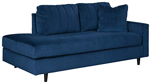 Signature Design by Ashley Enderlin Modern Glam Velvet Right Arm Facing Chaise, Navy Blue