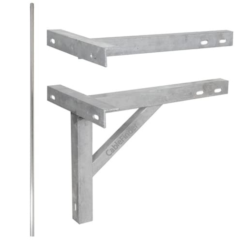 8 Foot 2.44m - TV Aerial Pole & T K Bracket - Long Mast Wall Mounting Install Kit - Loops