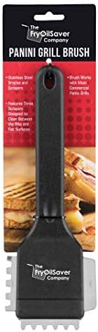 Panini Grill Brush Cleaner, Heavy Duty Grill Brush for Commercial or Home BBQ Grill, Electric Grill, Panini Press Grill, Stainless Steel Bristles w/ 3 Different Scraper Heads by FryOilSaver Co. #90052