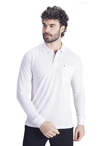 Image of Men's Cotton-Rich Full-Sleeve Polo T-Shirt with Pocket Premium Pique Fabric Casual & Stylish
