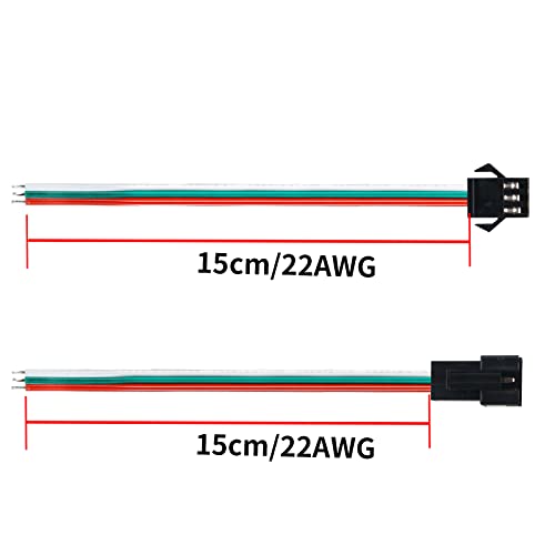 Rgbzone 20Pairs Jst Sm 3Pin Plug Male To Female 15Cm El Wire Cable Connector Adapter For Ws2811 Ws2812B Sk6812 Dream Color Led Strip Light #TOP1