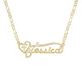 MUUYON 10K/14K/18K Gold Cross Name Necklace Personalized for Women, Solid Gold Cross and Heart Custo