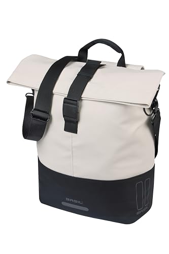 Basil Cove Fahrradtasche Gepäckträger Wasserdicht 14-16L Reflektierend aus Recyceltem Material MIK Kompatibel 29X14.5X36 cm Schwarz/Weiß