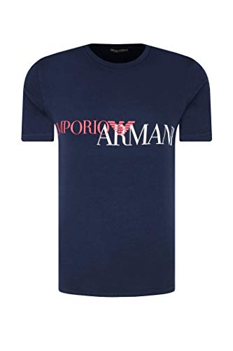 Emporio Armani 111035 0A516 - Camiseta de manga corta para hombre azul oscuro y logotipo rojo M