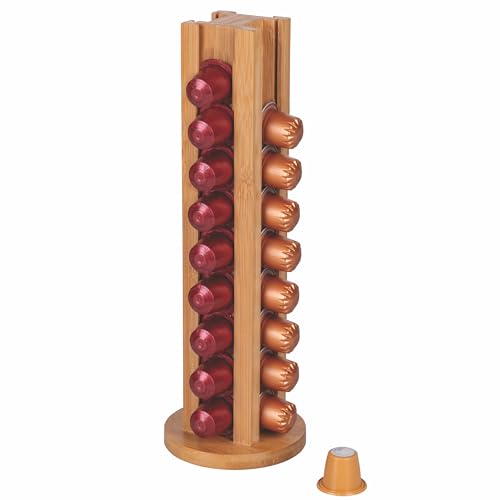 GALILEO SìChef Kaffeekapselhalter aus Bambus, 4 Fächer, Ø 11 x 32,5 cm
